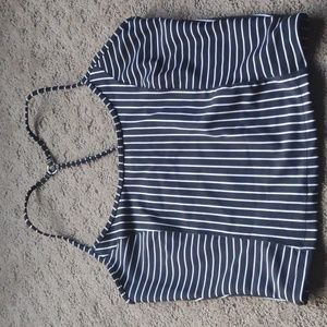 Victoria Secret large tank top spring summer top black white stripes workout 🖤